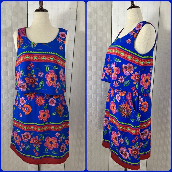 Rabbit Rabbit Rabbit Blue and Red Floral Dress - Picture 1 of 9